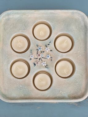 PartyLite Floral Tea Light Candle Holder Cottagecore Decor